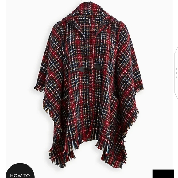 🆕  HOODED PLAID RUANA - Picture 7 of 7
